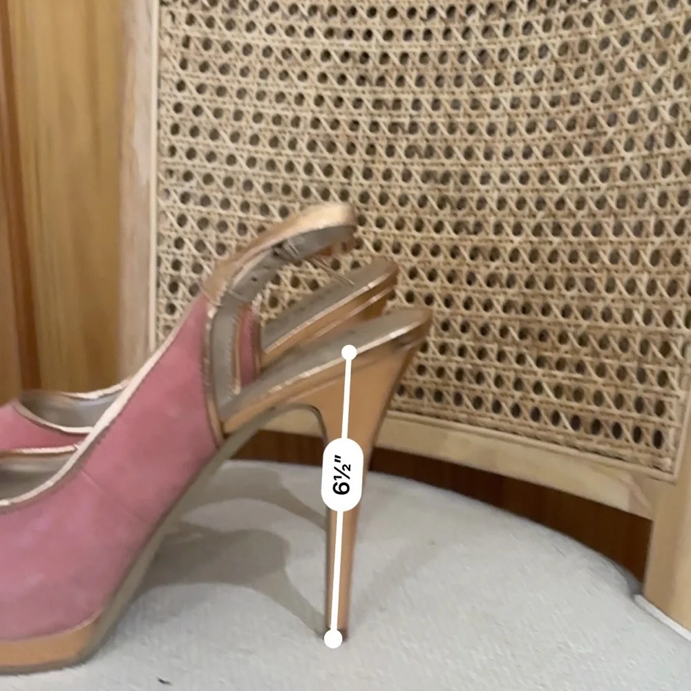 GUESS Pink and Gold Peep-Toe Heels - Picture 7 of 8
